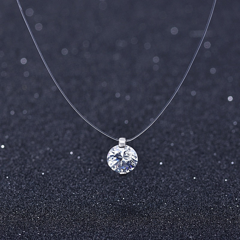 Summer 925 Silver Stereo Transparent fishing line stealth necklace Snowball Crystal From Swarovskis Locks Chain Valentine Gift