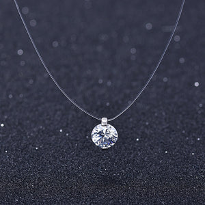Summer 925 Silver Stereo Transparent fishing line stealth necklace Snowball Crystal From Swarovskis Locks Chain Valentine Gift