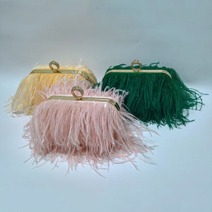 Famous Brand Women Clutch Bags | Ostrich Fur Feather Wallet Clutch Bag Women Clutch Diamond Knuckle Rings Dinner Evening Bag Chain Purse