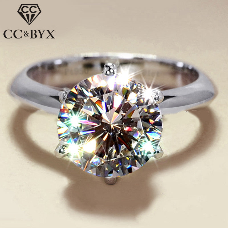 CC Rings For Women S925 Silver Wedding Ring Bridal Jewelry Round Stone Engagement Party Bijoux Femme Drop Shipping CC633