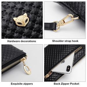 FOXER Brand Genuine Leather Women Crossbody Bags Simple Classic Style Lady Black Messenger Bag Stylish Long Shoulder Strap Bag