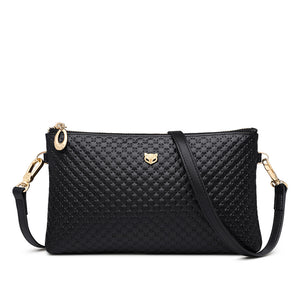 FOXER Brand Genuine Leather Women Crossbody Bags Simple Classic Style Lady Black Messenger Bag Stylish Long Shoulder Strap Bag