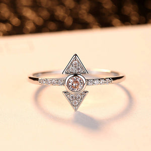 Beiver - Rose Gold Color AAA+ Pink CZ Heart Clear Crystals Cluster Adjustable Finger Ring