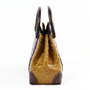 Thai version of the straw bag women's - Travel beach bag bamboo wood handle handbag.