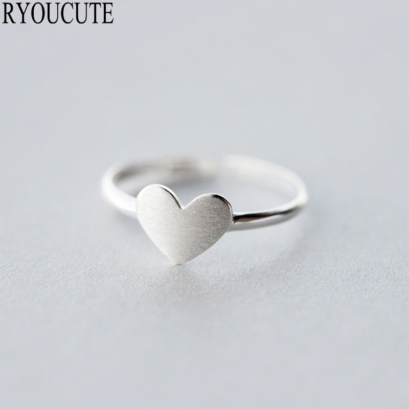 New Sterling Silver 925 Heart Rings for Women Adjustable Size - Finger Rings Fashion - Wedding Jewelry.