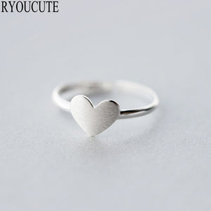 New Sterling Silver 925 Heart Rings for Women Adjustable Size - Finger Rings Fashion - Wedding Jewelry.