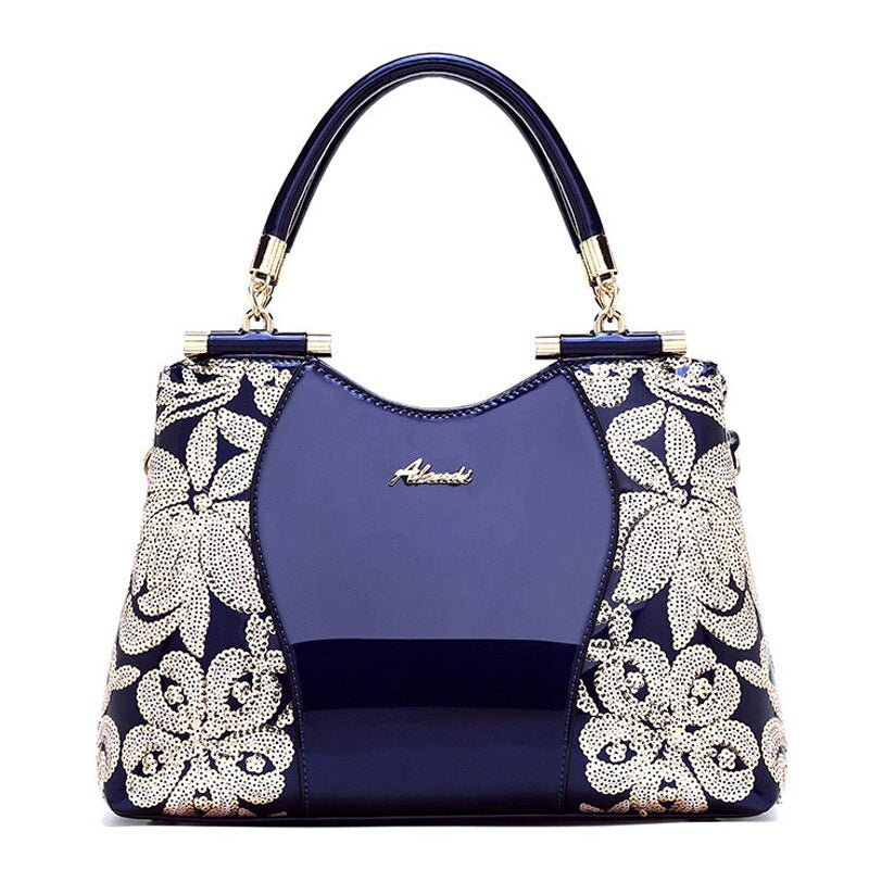 Women Bags For Ladies - Handbags Large Capacity Women's - Top-handle Hand bags - Floral Luxury Patent Leather Bag.