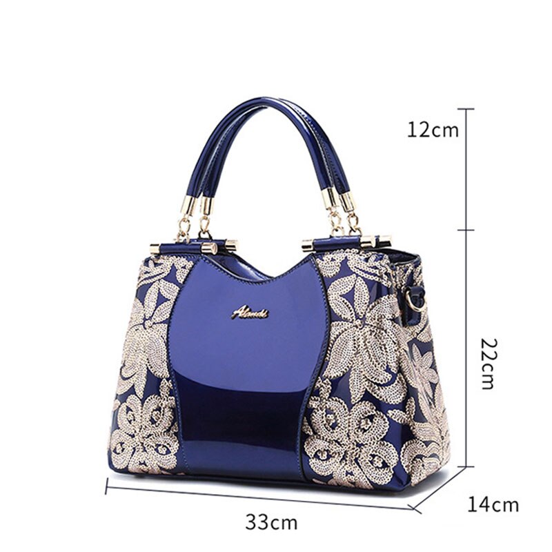Women Bags For Ladies - Handbags Large Capacity Women's - Top-handle Hand bags - Floral Luxury Patent Leather Bag.