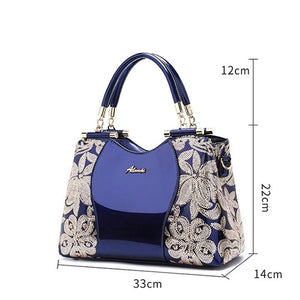 Women Bags For Ladies - Handbags Large Capacity Women's - Top-handle Hand bags - Floral Luxury Patent Leather Bag.