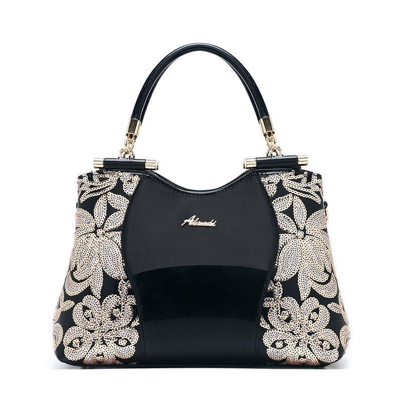 Women Bags For Ladies - Handbags Large Capacity Women's - Top-handle Hand bags - Floral Luxury Patent Leather Bag.