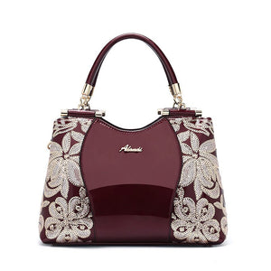 Women Bags For Ladies - Handbags Large Capacity Women's - Top-handle Hand bags - Floral Luxury Patent Leather Bag.