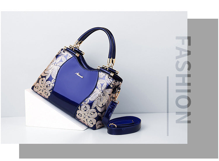 Women Bags For Ladies - Handbags Large Capacity Women's - Top-handle Hand bags - Floral Luxury Patent Leather Bag.