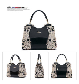 Women Bags For Ladies - Handbags Large Capacity Women's - Top-handle Hand bags - Floral Luxury Patent Leather Bag.