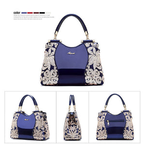 Women Bags For Ladies - Handbags Large Capacity Women's - Top-handle Hand bags - Floral Luxury Patent Leather Bag.