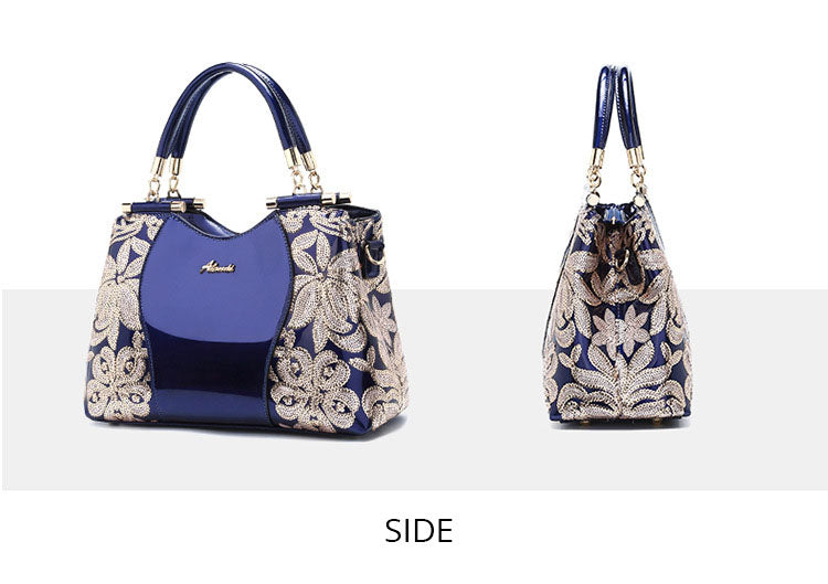 Women Bags For Ladies - Handbags Large Capacity Women's - Top-handle Hand bags - Floral Luxury Patent Leather Bag.