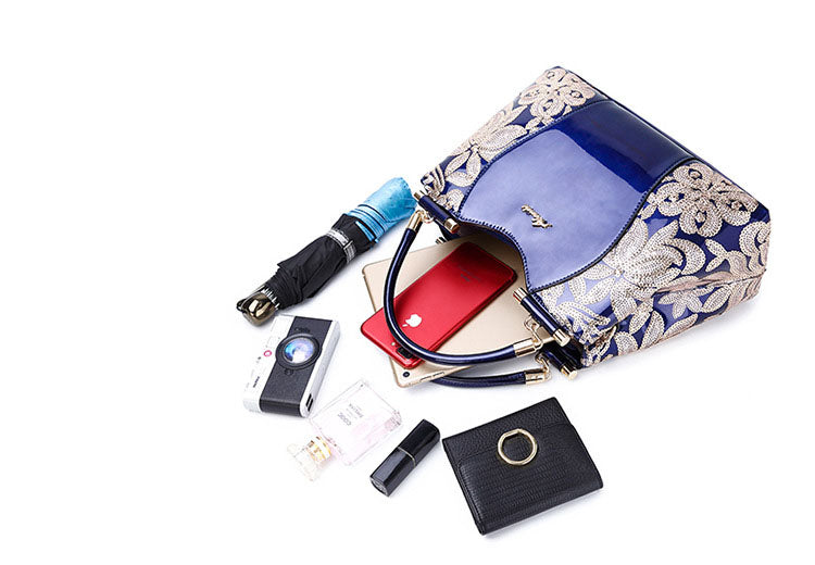 Women Bags For Ladies - Handbags Large Capacity Women's - Top-handle Hand bags - Floral Luxury Patent Leather Bag.
