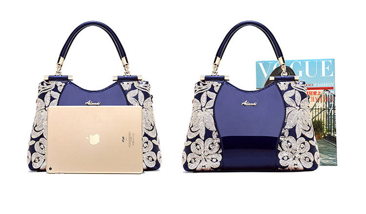 Women Bags For Ladies - Handbags Large Capacity Women's - Top-handle Hand bags - Floral Luxury Patent Leather Bag.