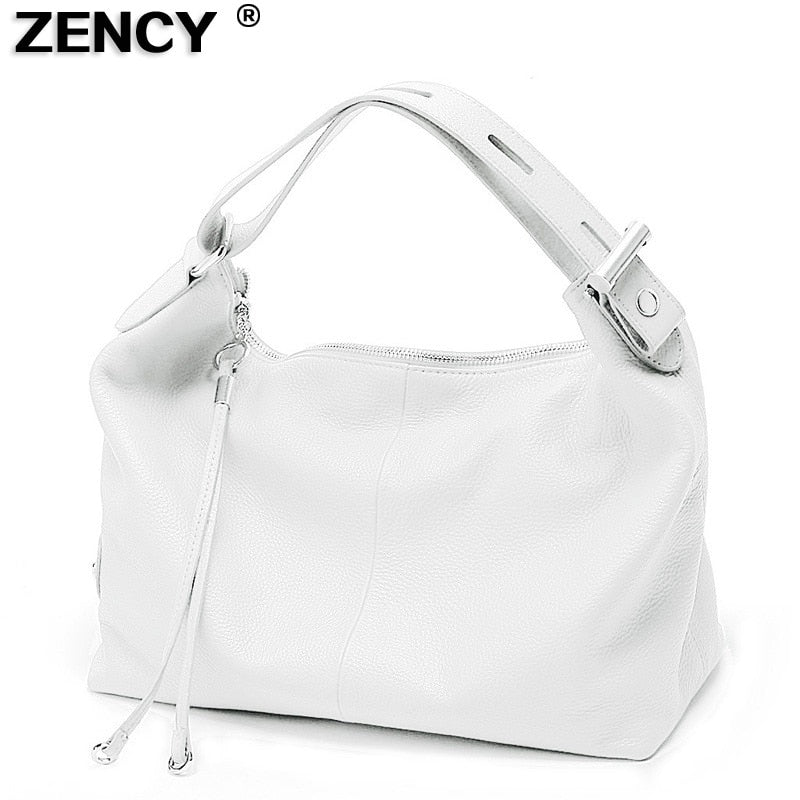 New 2020 ZENCY | 100% Genuine Cow Leather Women OL Handbag - Extendable Top Handle Bag - Cowhide Ladies Classic