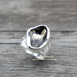 Anslow Original Design Fashion Jewelry  Vintage Irregular Crystal Couples Love Rings For Women Valentine's Day Gift  LOW0042AR
