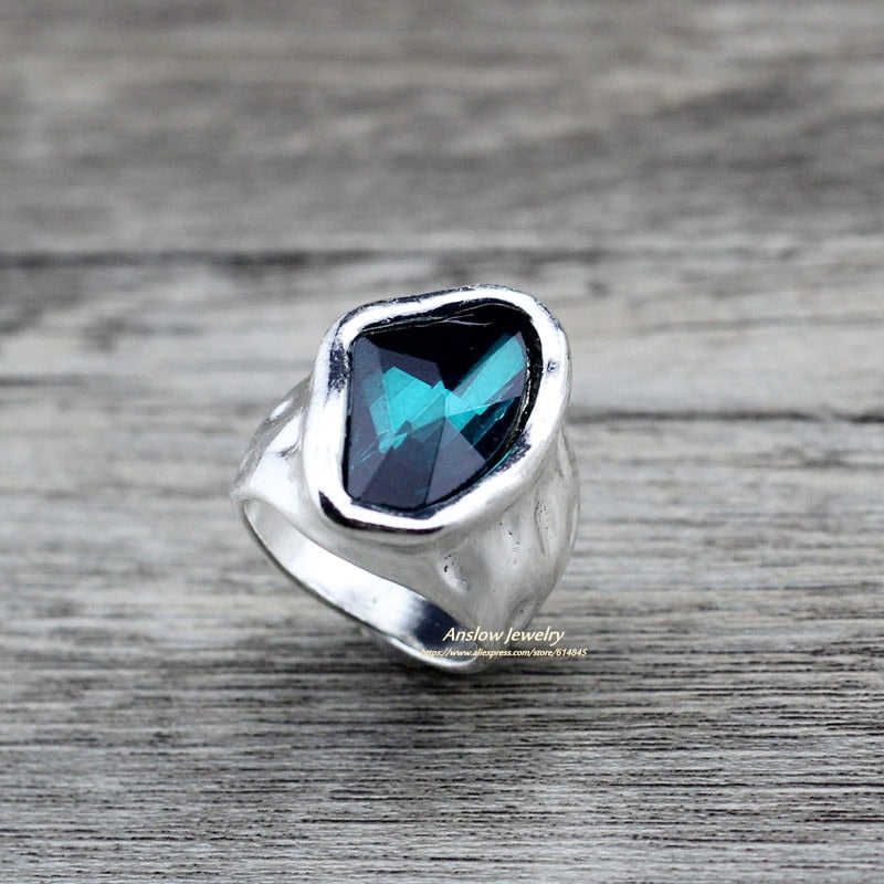 Anslow Original Design Fashion Jewelry  Vintage Irregular Crystal Couples Love Rings For Women Valentine's Day Gift  LOW0042AR