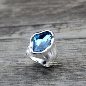 Anslow Original Design Fashion Jewelry  Vintage Irregular Crystal Couples Love Rings For Women Valentine's Day Gift  LOW0042AR