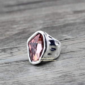 Anslow Original Design Fashion Jewelry  Vintage Irregular Crystal Couples Love Rings For Women Valentine's Day Gift  LOW0042AR