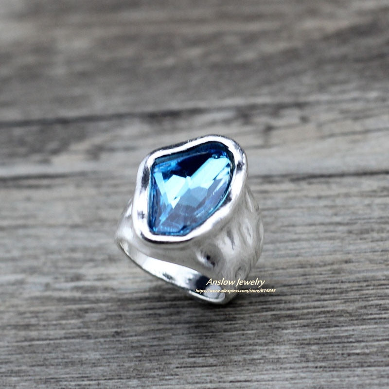Anslow Original Design Fashion Jewelry  Vintage Irregular Crystal Couples Love Rings For Women Valentine's Day Gift  LOW0042AR