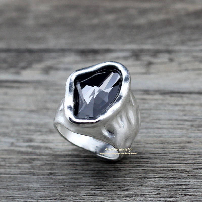 Anslow Original Design Fashion Jewelry  Vintage Irregular Crystal Couples Love Rings For Women Valentine's Day Gift  LOW0042AR