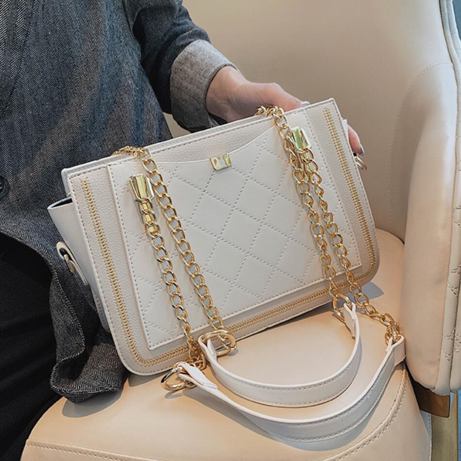 Elegant Female Lattice Tote bag 2020 Fashion New High quality PU Leather Women's Designer Handbag Chain Shoulder Messenger Bag