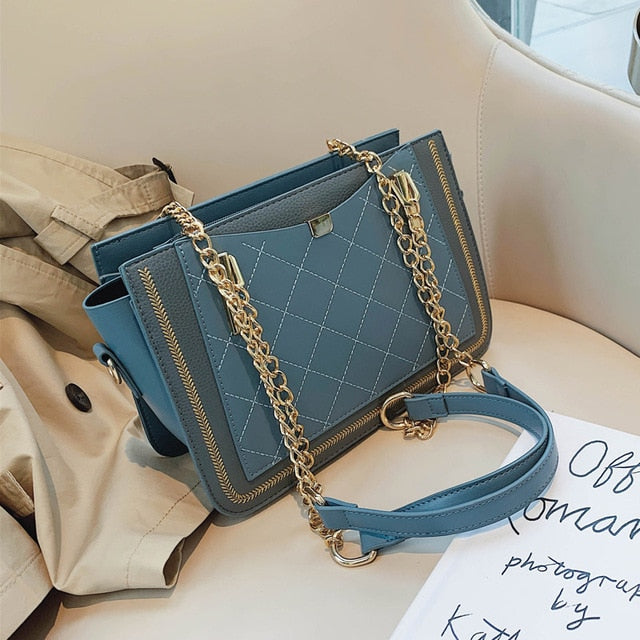 Elegant Female Lattice Tote bag 2020 Fashion New High quality PU Leather Women's Designer Handbag Chain Shoulder Messenger Bag