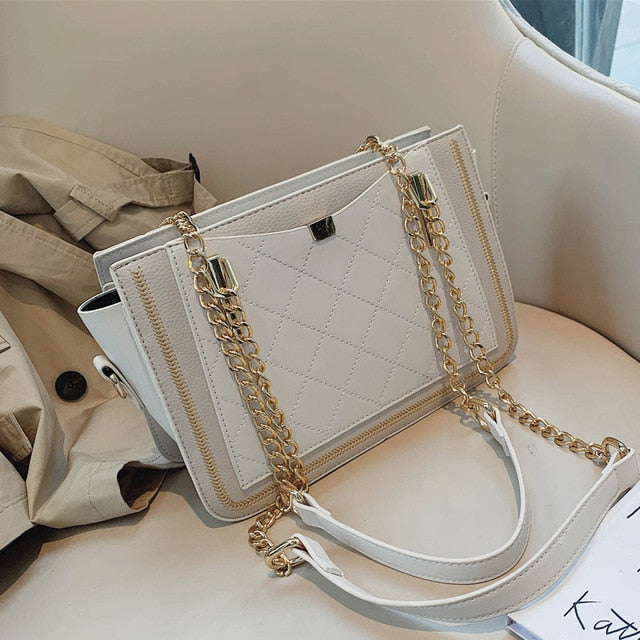 Elegant Female Lattice Tote bag 2020 Fashion New High quality PU Leather Women's Designer Handbag Chain Shoulder Messenger Bag