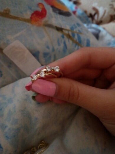 17KM Jewelry | Crystal Rings Gold Color Bow Ring - Wedding Engagement Cubic Zirconia Rings For Women.