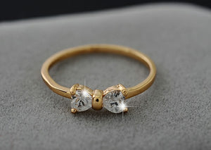 17KM Jewelry | Crystal Rings Gold Color Bow Ring - Wedding Engagement Cubic Zirconia Rings For Women.