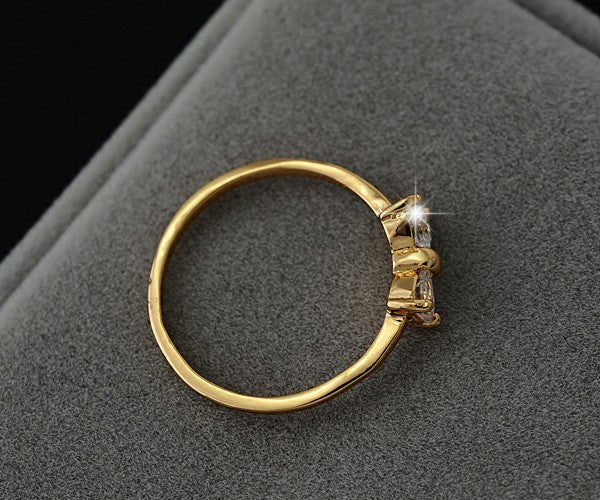 17KM Jewelry | Crystal Rings Gold Color Bow Ring - Wedding Engagement Cubic Zirconia Rings For Women.