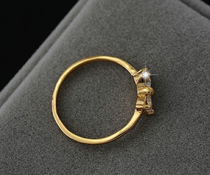 17KM Jewelry | Crystal Rings Gold Color Bow Ring - Wedding Engagement Cubic Zirconia Rings For Women.