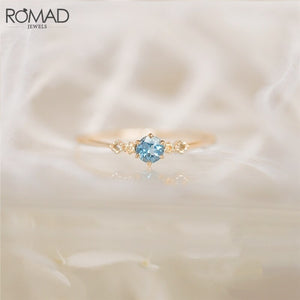 [ROMAD] Delicate Blue CZ Crystal Engagement Rings for Women - Bridal Rings.