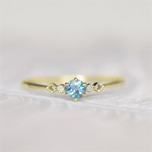 [ROMAD] Delicate Blue CZ Crystal Engagement Rings for Women - Bridal Rings.