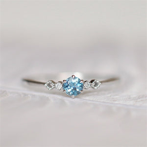 [ROMAD] Delicate Blue CZ Crystal Engagement Rings for Women - Bridal Rings.