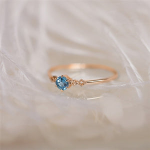 [ROMAD] Delicate Blue CZ Crystal Engagement Rings for Women - Bridal Rings.