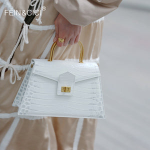 Women box flap bag animal print alligator totes bag white coffee vintage Trapezoid shoulder messenger bag 2020 spring summer new