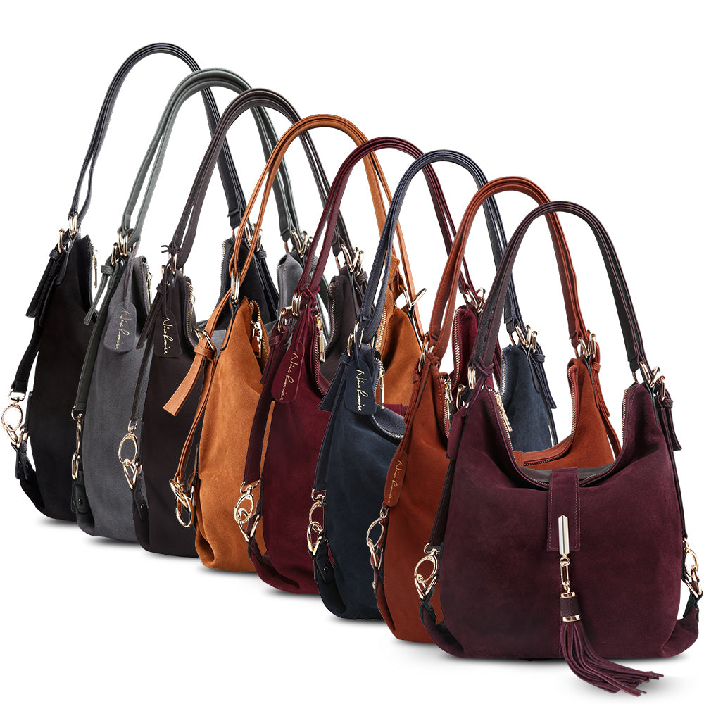 Nico Louise | Real Suede Leather Shoulder Bag - Top-handle bags Purse.
