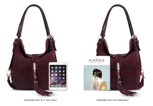 Nico Louise | Real Suede Leather Shoulder Bag - Top-handle bags Purse.