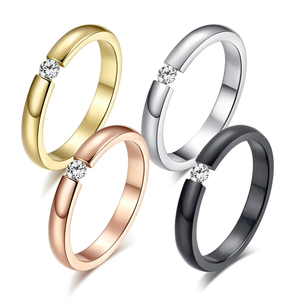 Engagement Ring for Women Stainless Steel (Silver color & Gold color).