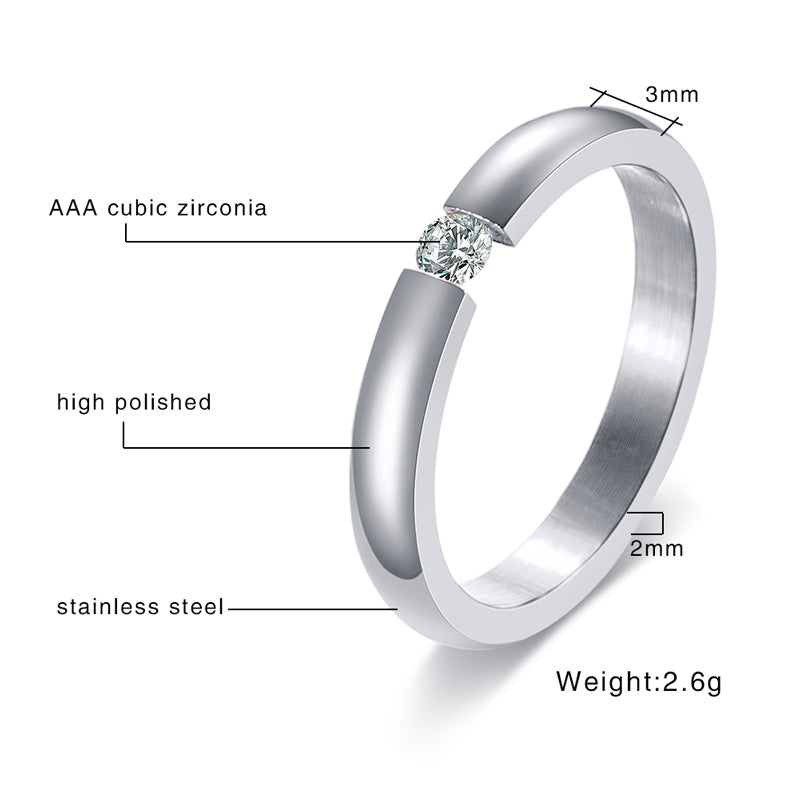 Engagement Ring for Women Stainless Steel (Silver color & Gold color).