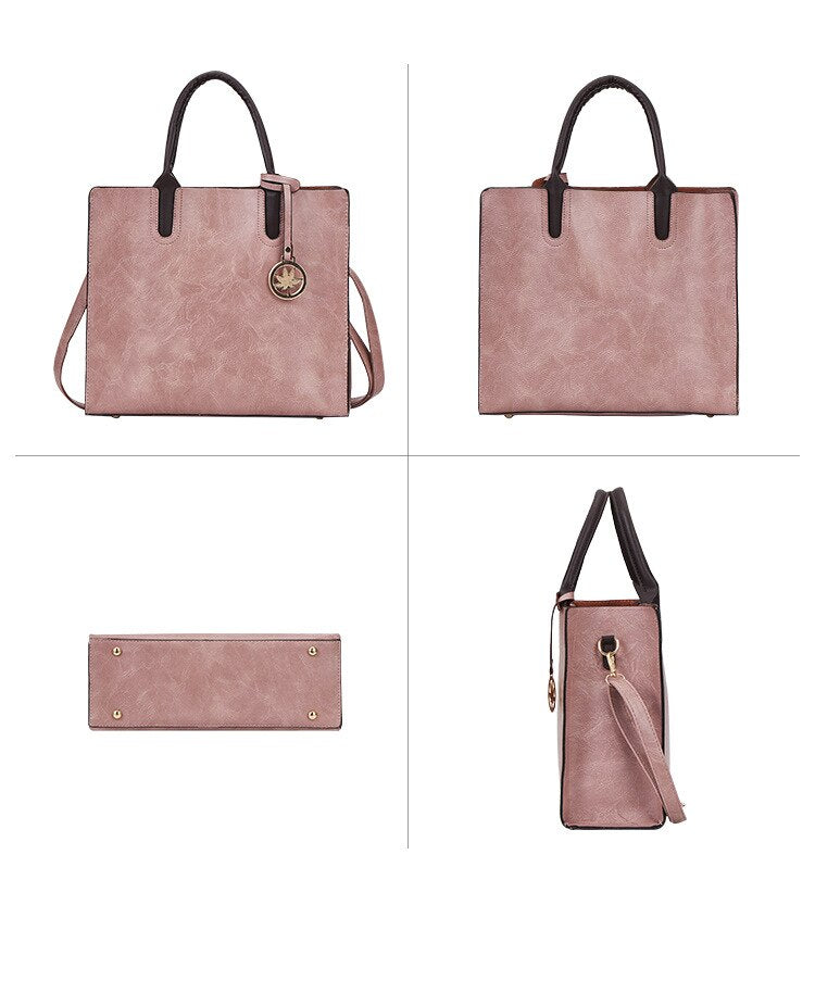 3 pcs set fashion pu leather Women shoulder bags Women's handbag women Crossbody bags female clutches Ladies wallet black