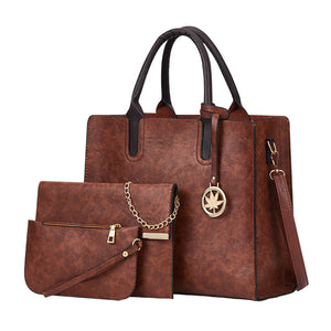 3 pcs set fashion pu leather Women shoulder bags Women's handbag women Crossbody bags female clutches Ladies wallet black