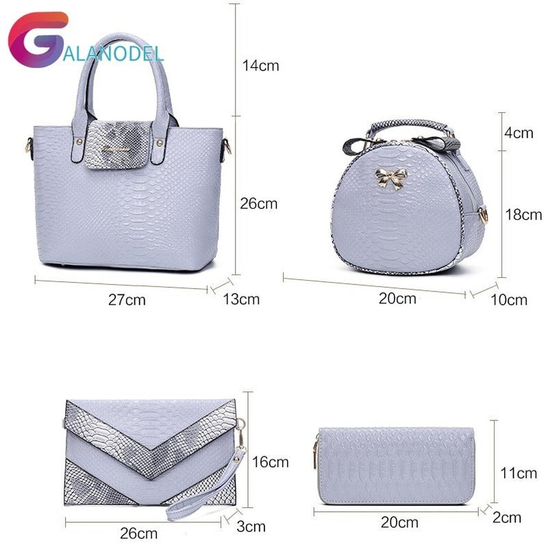 [6 Pieces] Set Leather Bags Alligator - Shoulder Bag Female Casual Tote - Women Messenger Bag Set Bolsas Feminina.