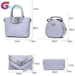 [6 Pieces] Set Leather Bags Alligator - Shoulder Bag Female Casual Tote - Women Messenger Bag Set Bolsas Feminina.