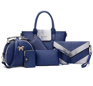 [6 Pieces] Set Leather Bags Alligator - Shoulder Bag Female Casual Tote - Women Messenger Bag Set Bolsas Feminina.
