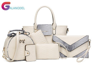 [6 Pieces] Set Leather Bags Alligator - Shoulder Bag Female Casual Tote - Women Messenger Bag Set Bolsas Feminina.
